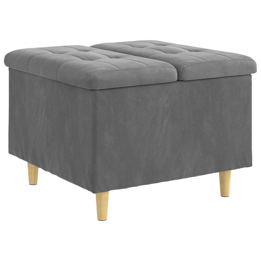 Opslagottoman met kussen Donkergrijs 60 x 60 x 45 cm Fluweel