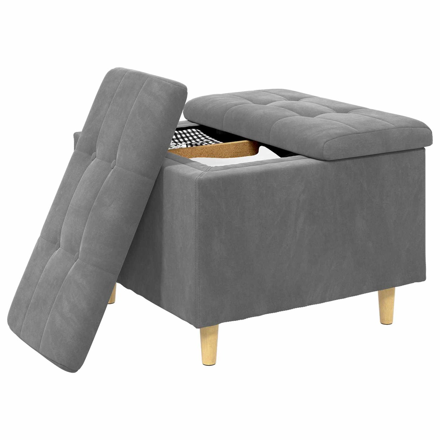 Opslagottoman met kussen Donkergrijs 60 x 60 x 45 cm Fluweel