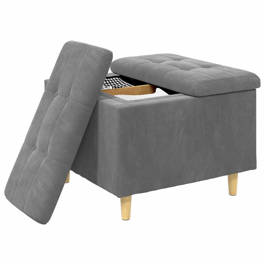 Opslagottoman met kussen Donkergrijs 60 x 60 x 45 cm Fluweel