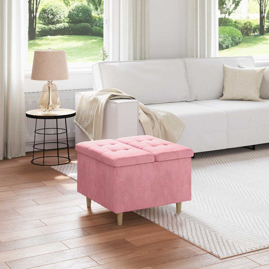 Opslagottoman met kussen Roze 60 x 60 x 45 cm Fluweel