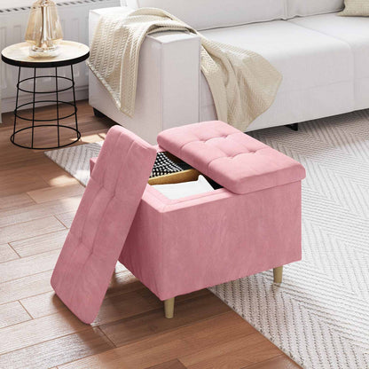Opslagottoman met kussen Roze 60 x 60 x 45 cm Fluweel