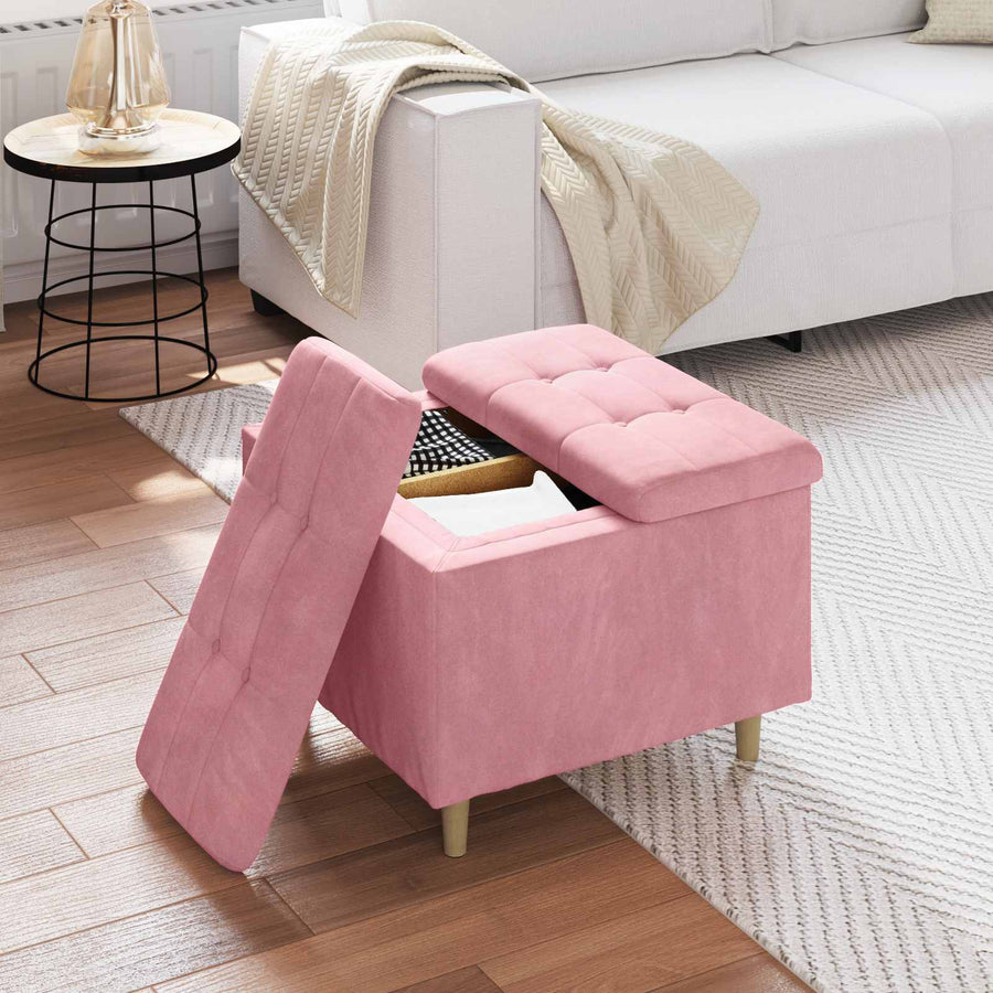 Opslagottoman met kussen Roze 60 x 60 x 45 cm Fluweel
