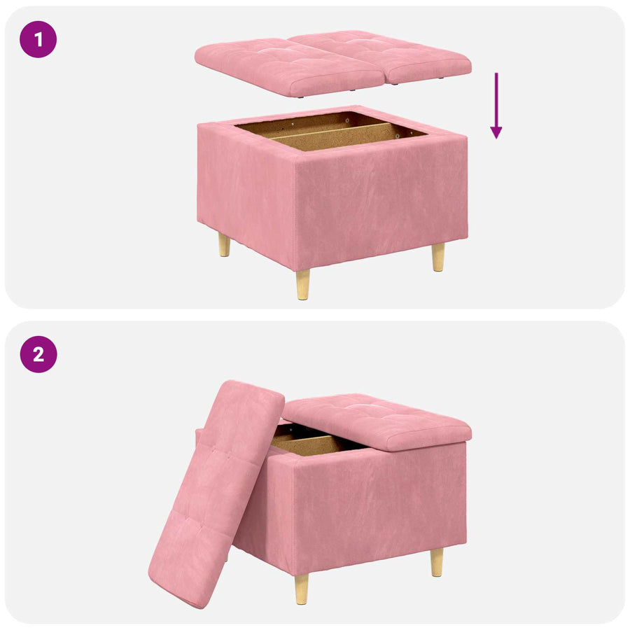 Opslagottoman met kussen Roze 60 x 60 x 45 cm Fluweel