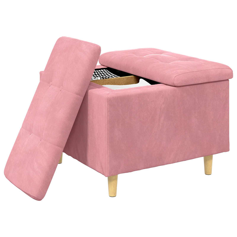 Opslagottoman met kussen Roze 60 x 60 x 45 cm Fluweel