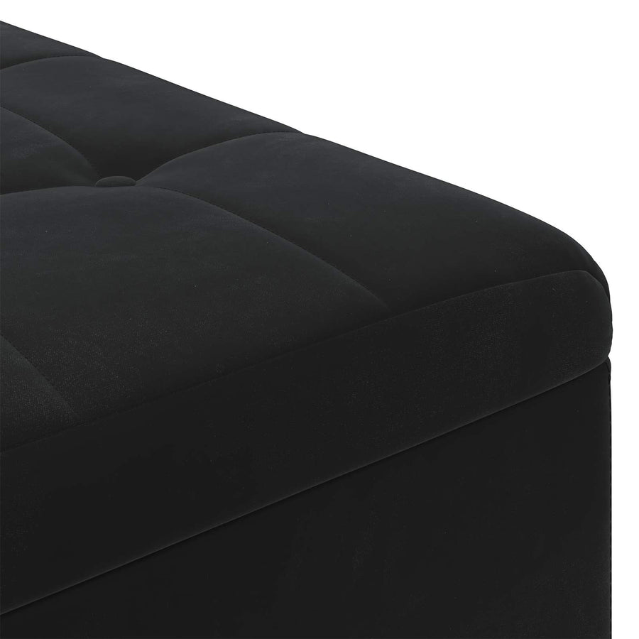 Opslagottoman met kussen Zwart 60 x 60 x 45 cm Fluweel