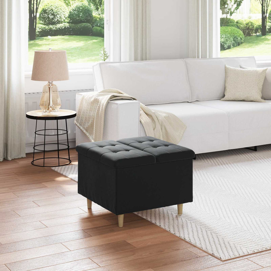 Opslagottoman met kussen Zwart 60 x 60 x 45 cm Fluweel
