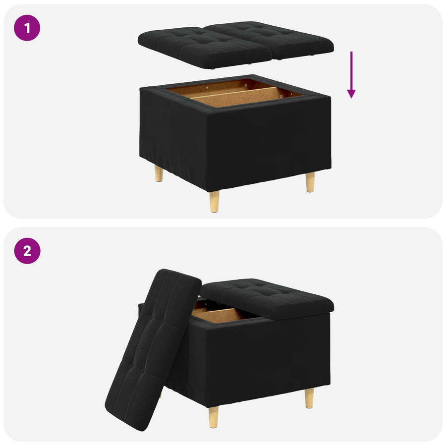 Opslagottoman met kussen Zwart 60 x 60 x 45 cm Fluweel