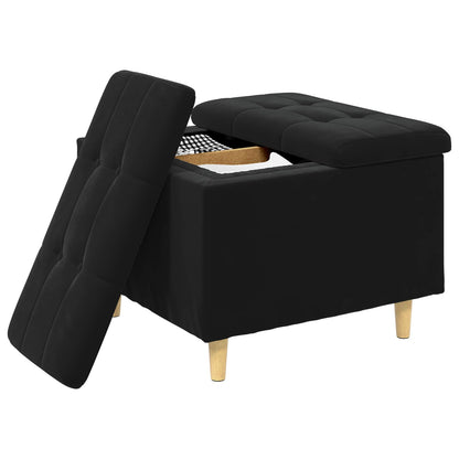 Opslagottoman met kussen Zwart 60 x 60 x 45 cm Fluweel