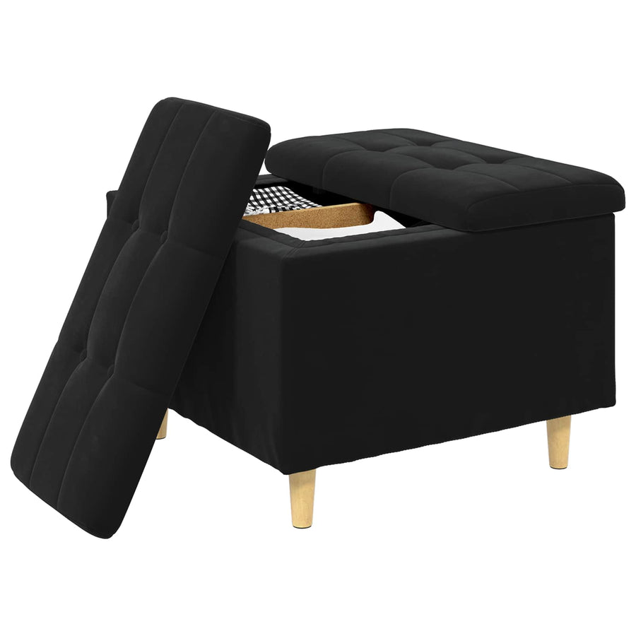 Opslagottoman met kussen Zwart 60 x 60 x 45 cm Fluweel