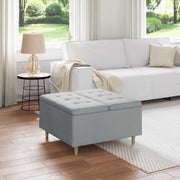 Ottoman 80x80x45 cm stof lichtgrijs