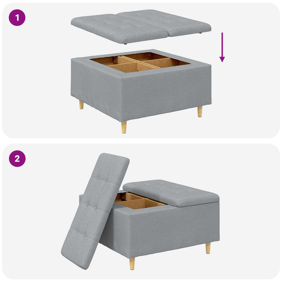 Knopkruk met kussen Lichtgrijs 80 x 80 x 45 cm Stof