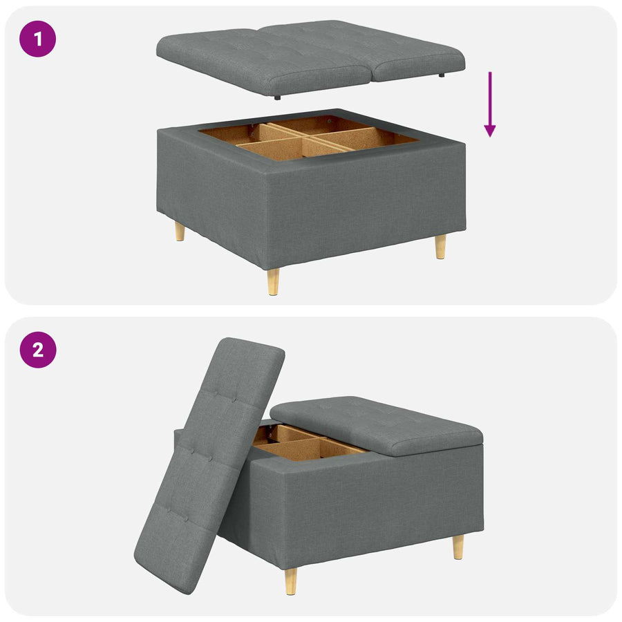 Knopkruk met kussen Donkergrijs 80 x 80 x 45 cm Stof