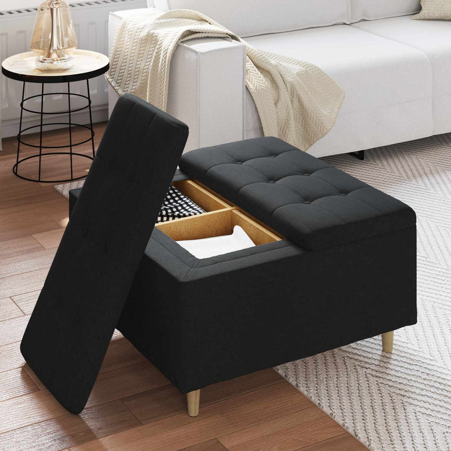 Knopkruk met kussen Zwart 80 x 80 x 45 cm Stof