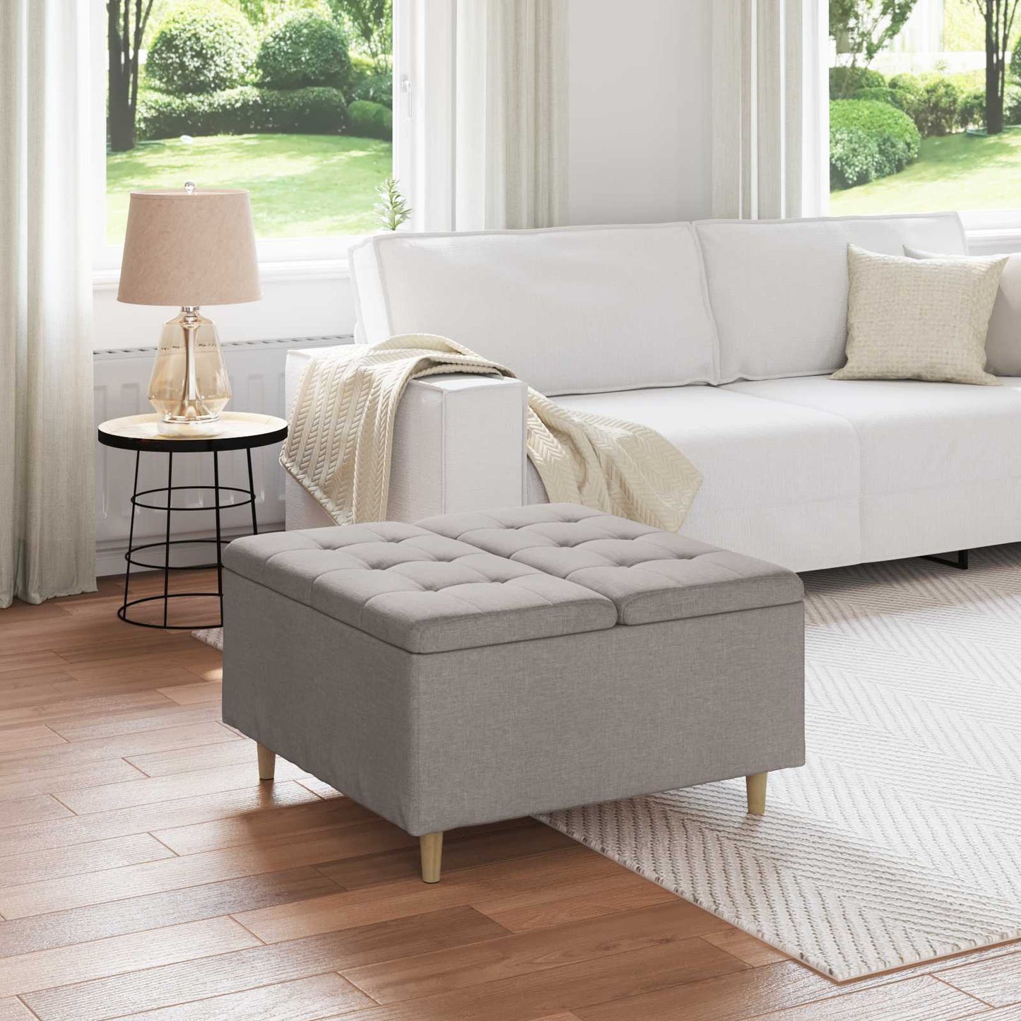 Knopkruk met kussen Taupe 80 x 80 x 45 cm Stof