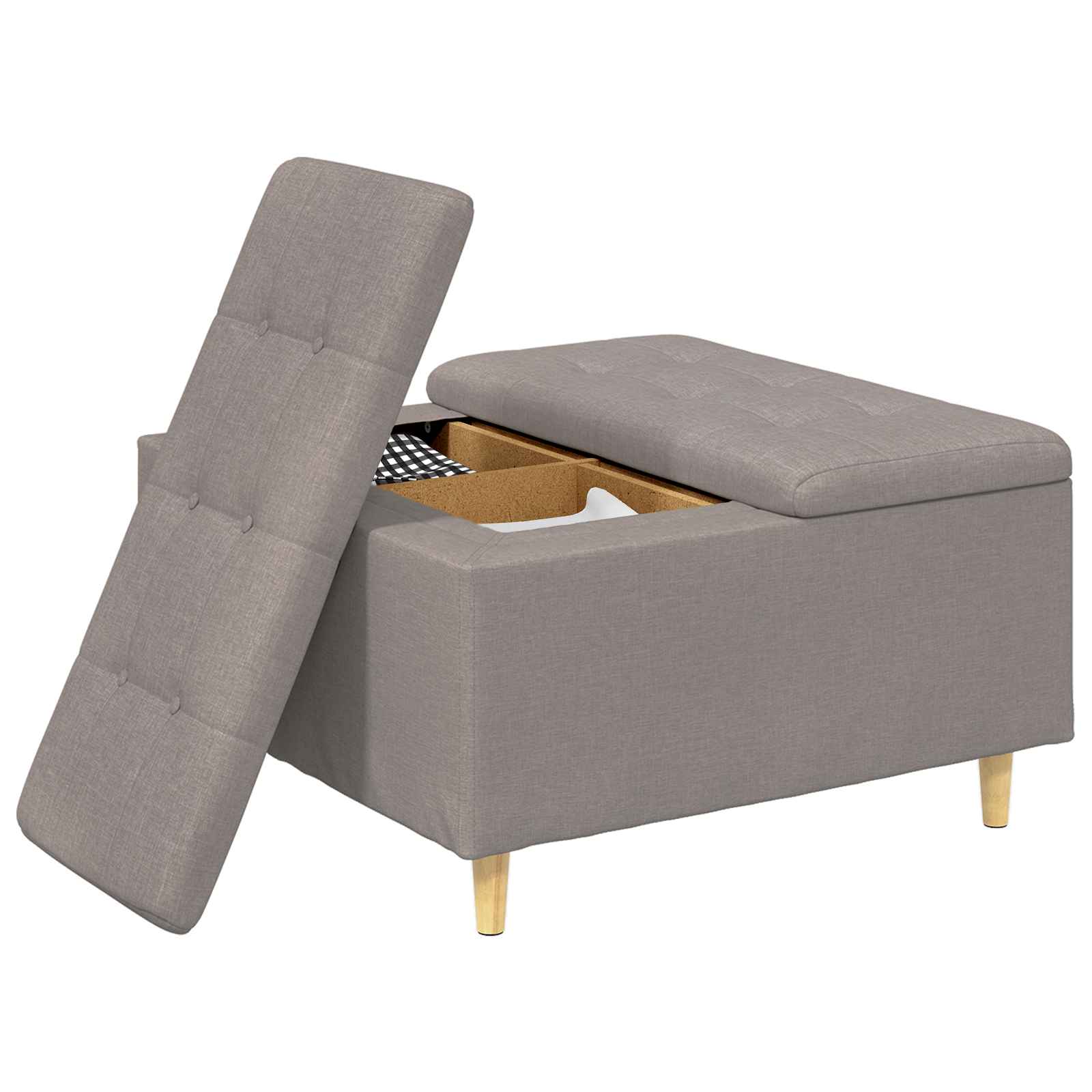 Knopkruk met kussen Taupe 80 x 80 x 45 cm Stof