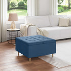 Storage Ottoman with Cushion Blue 80 x 80 x 45 cm Fabric