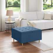 Ottoman met kussen blauw 80x80x45 cm stof