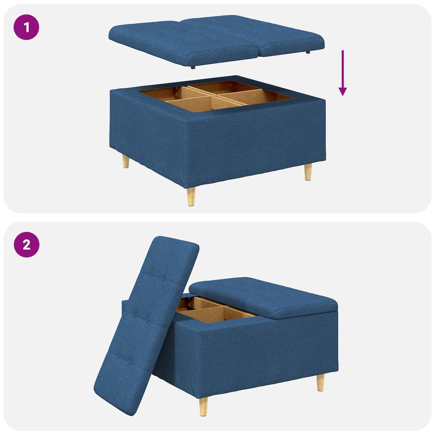 Knopkruk met kussen Blauw 80 x 80 x 45 cm Stof