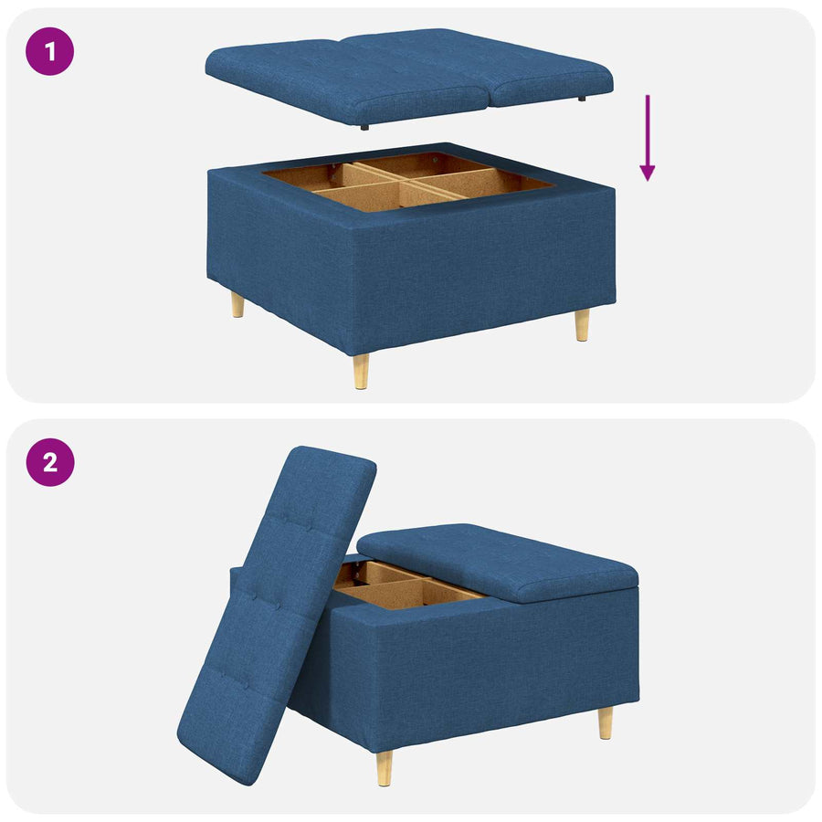 Knopkruk met kussen Blauw 80 x 80 x 45 cm Stof