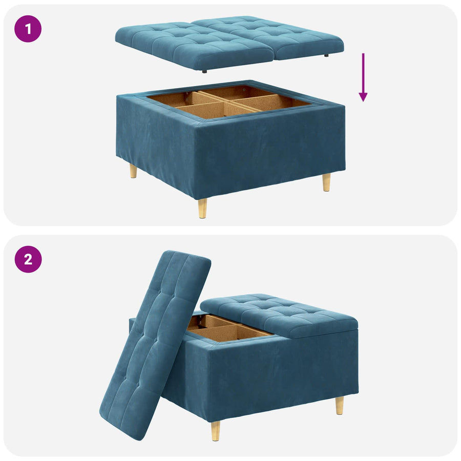 Knopkruk met kussen Blauw 80 x 80 x 45 cm Fluweel
