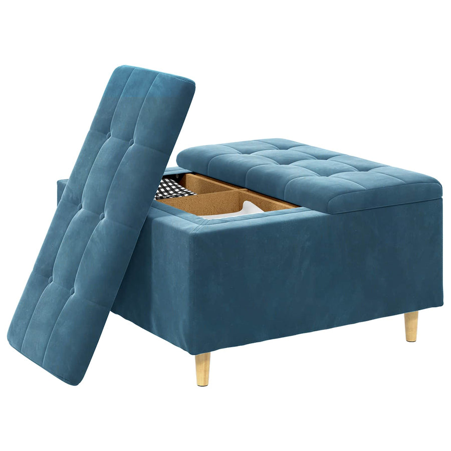 Knopkruk met kussen Blauw 80 x 80 x 45 cm Fluweel