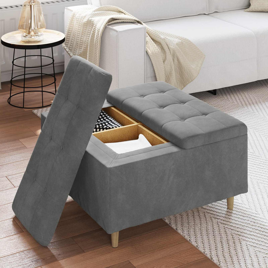 Knopkruk met kussen Donkergrijs 80 x 80 x 45 cm Fluweel