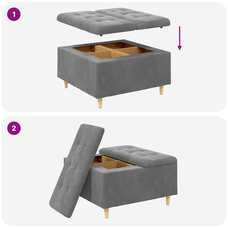Knopkruk met kussen Donkergrijs 80 x 80 x 45 cm Fluweel