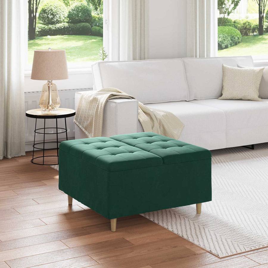 Knopkruk met kussen Donkergroen 80 x 80 x 45 cm Fluweel