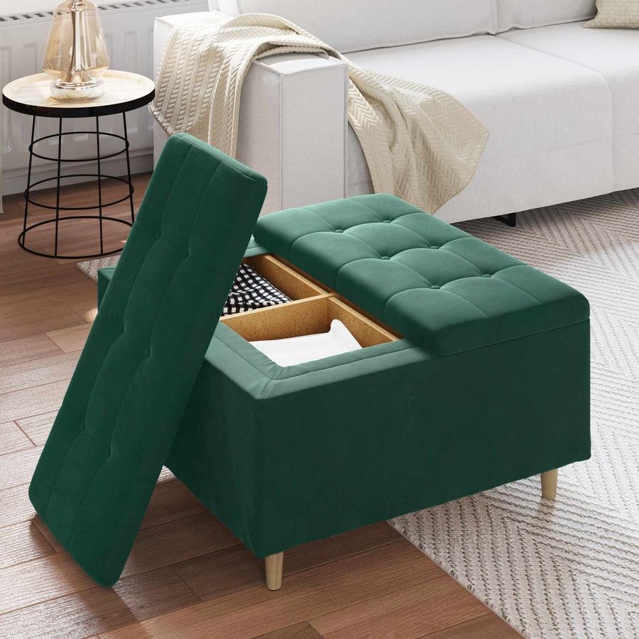 Knopkruk met kussen Donkergroen 80 x 80 x 45 cm Fluweel