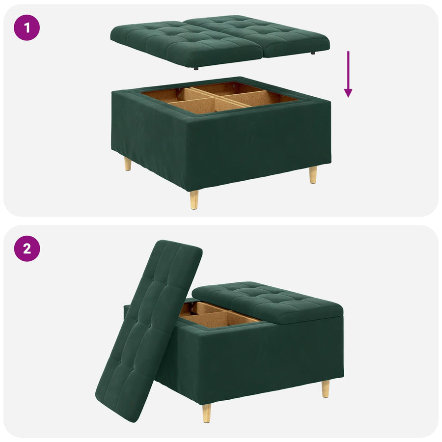 Knopkruk met kussen Donkergroen 80 x 80 x 45 cm Fluweel