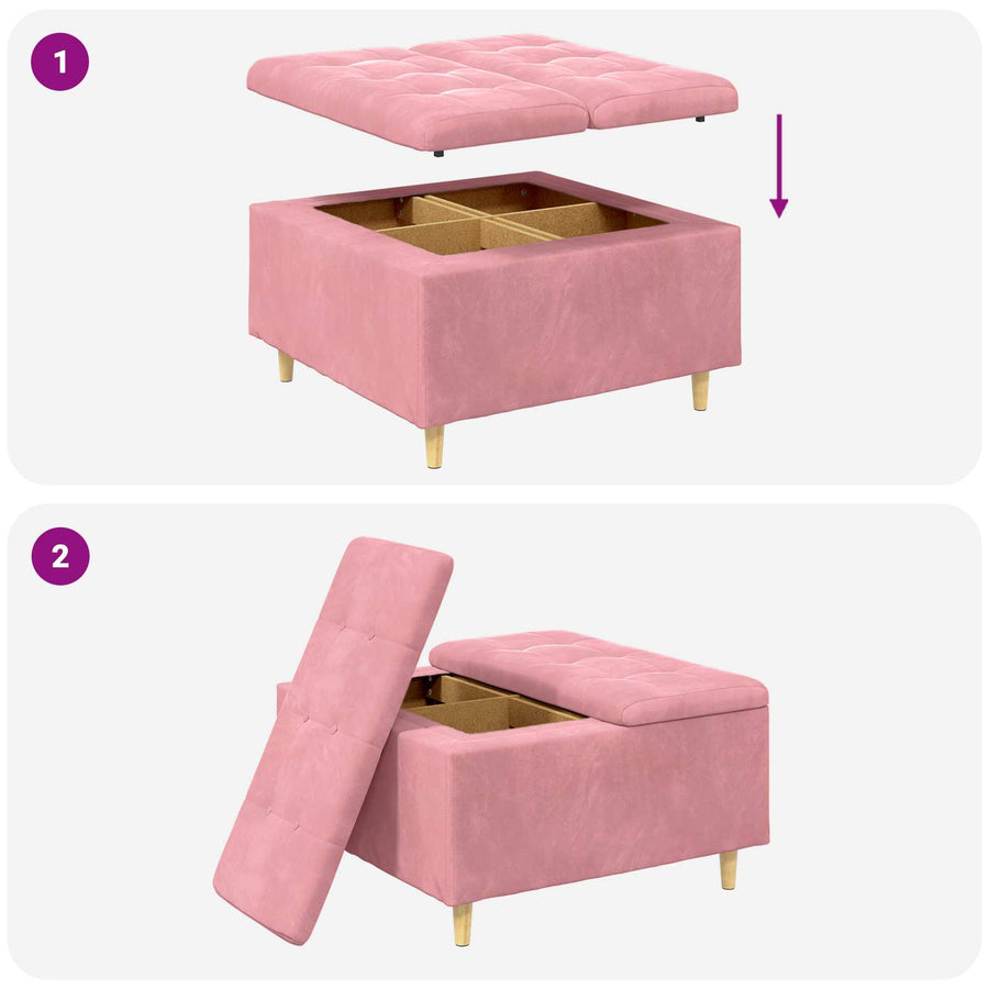 Knopkruk met kussen Roze 80 x 80 x 45 cm Fluweel