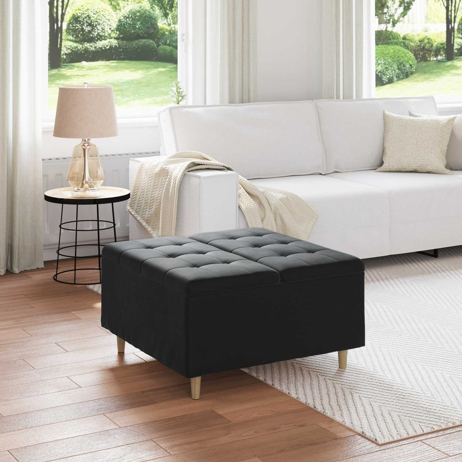 Knopkruk met kussen Zwart 80 x 80 x 45 cm Fluweel