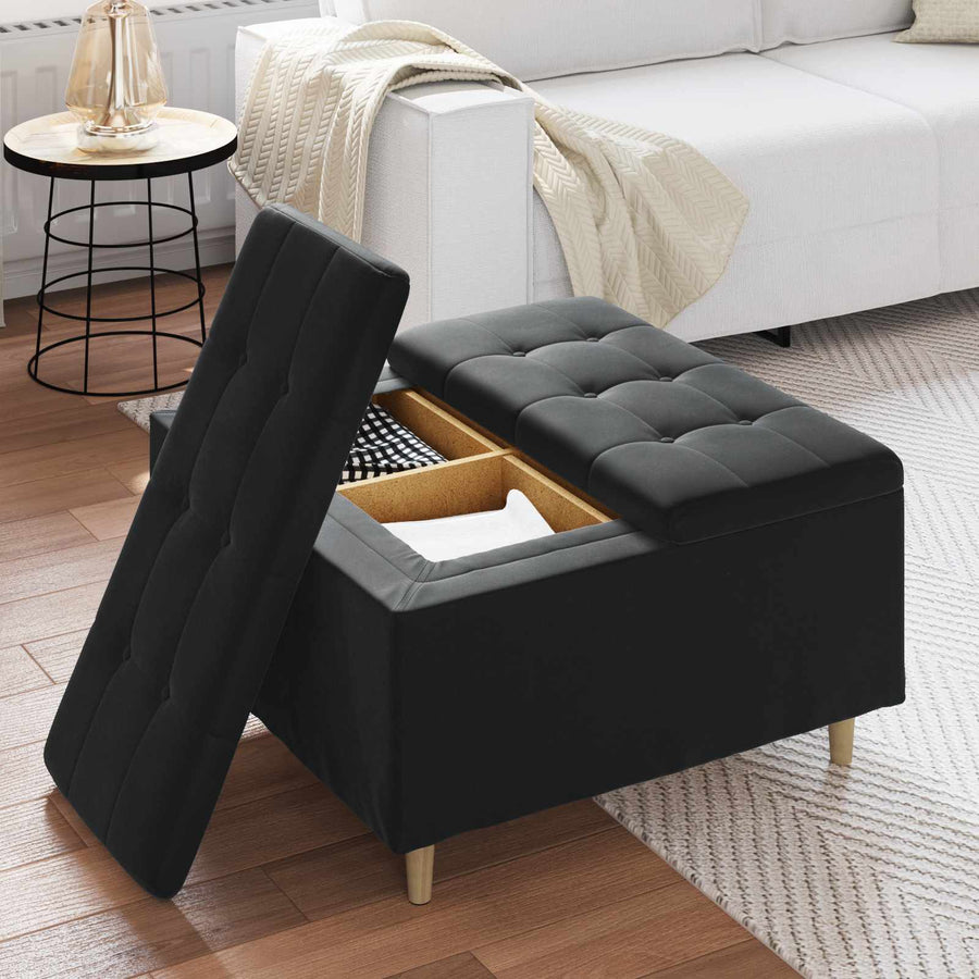 Knopkruk met kussen Zwart 80 x 80 x 45 cm Fluweel