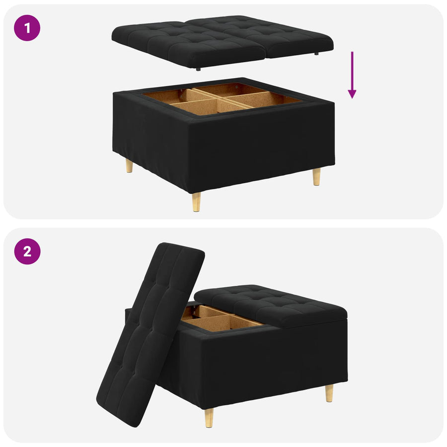 Knopkruk met kussen Zwart 80 x 80 x 45 cm Fluweel