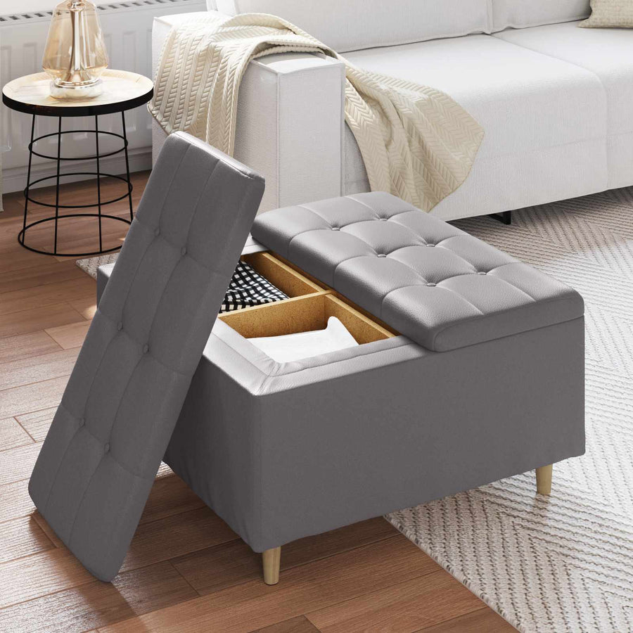 Knopkruk met kussen Grijs 80 x 80 x 45 cm Kunstleer