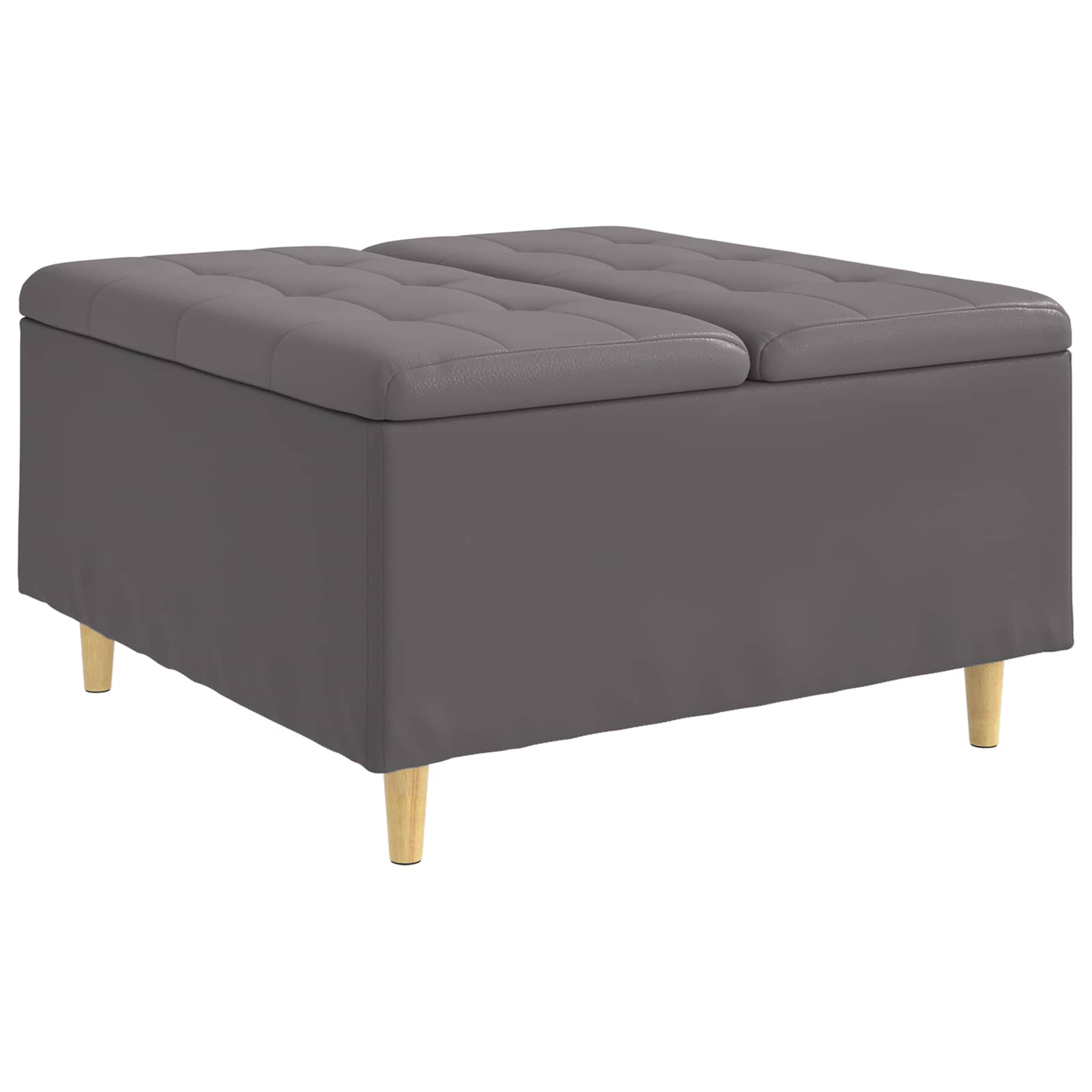 Knopkruk met kussen Grijs 80 x 80 x 45 cm Kunstleer