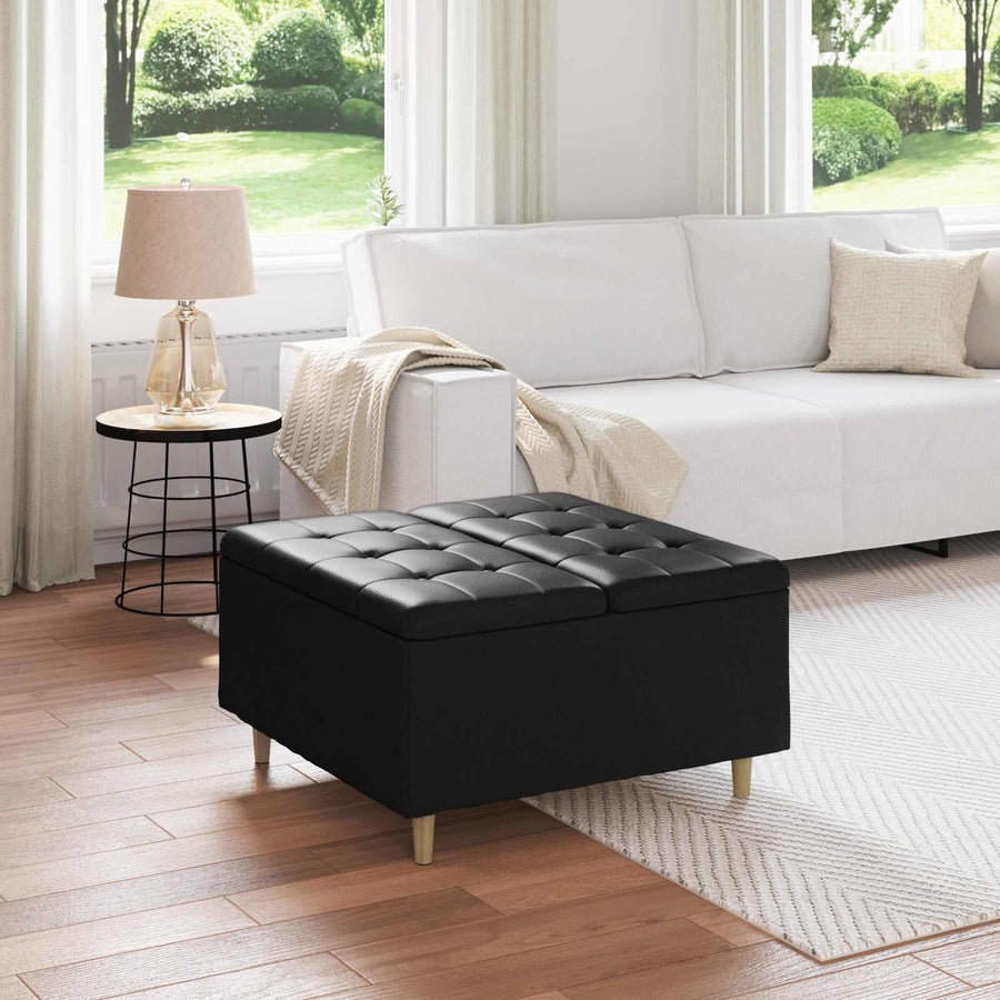 Knopkruk met kussen Zwart 80 x 80 x 45 cm Kunstleer