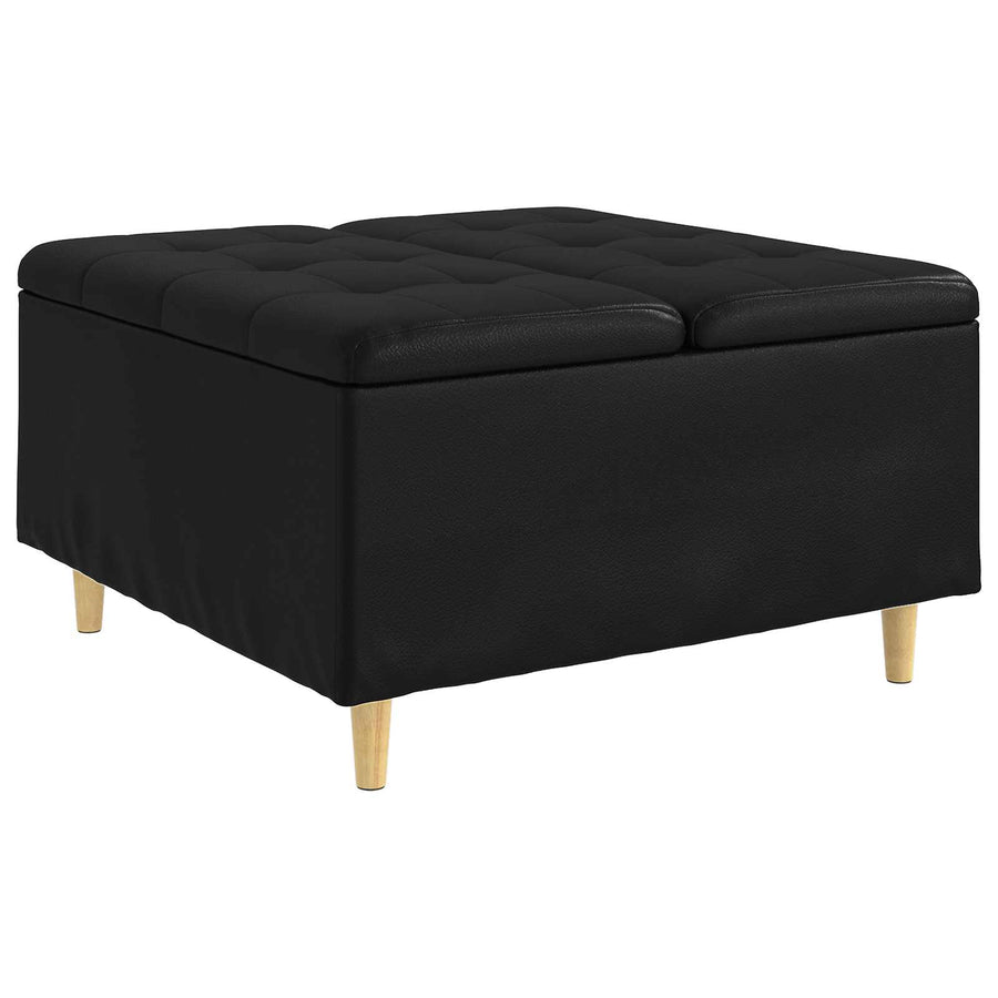 Knopkruk met kussen Zwart 80 x 80 x 45 cm Kunstleer