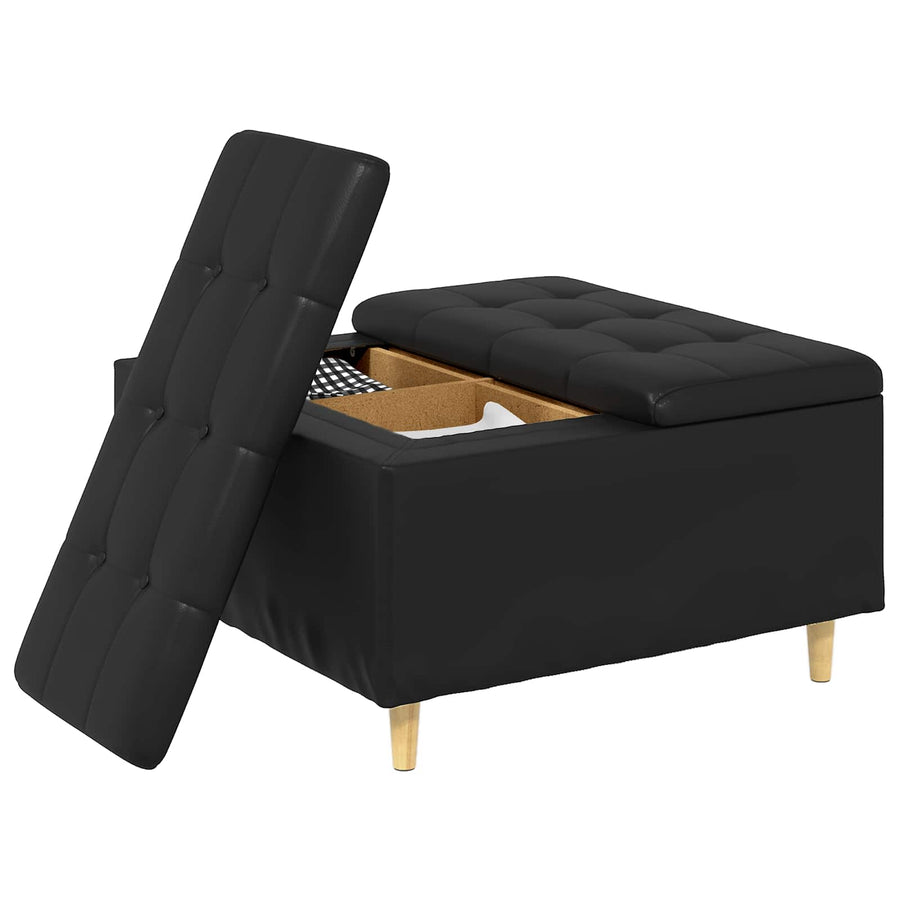 Knopkruk met kussen Zwart 80 x 80 x 45 cm Kunstleer