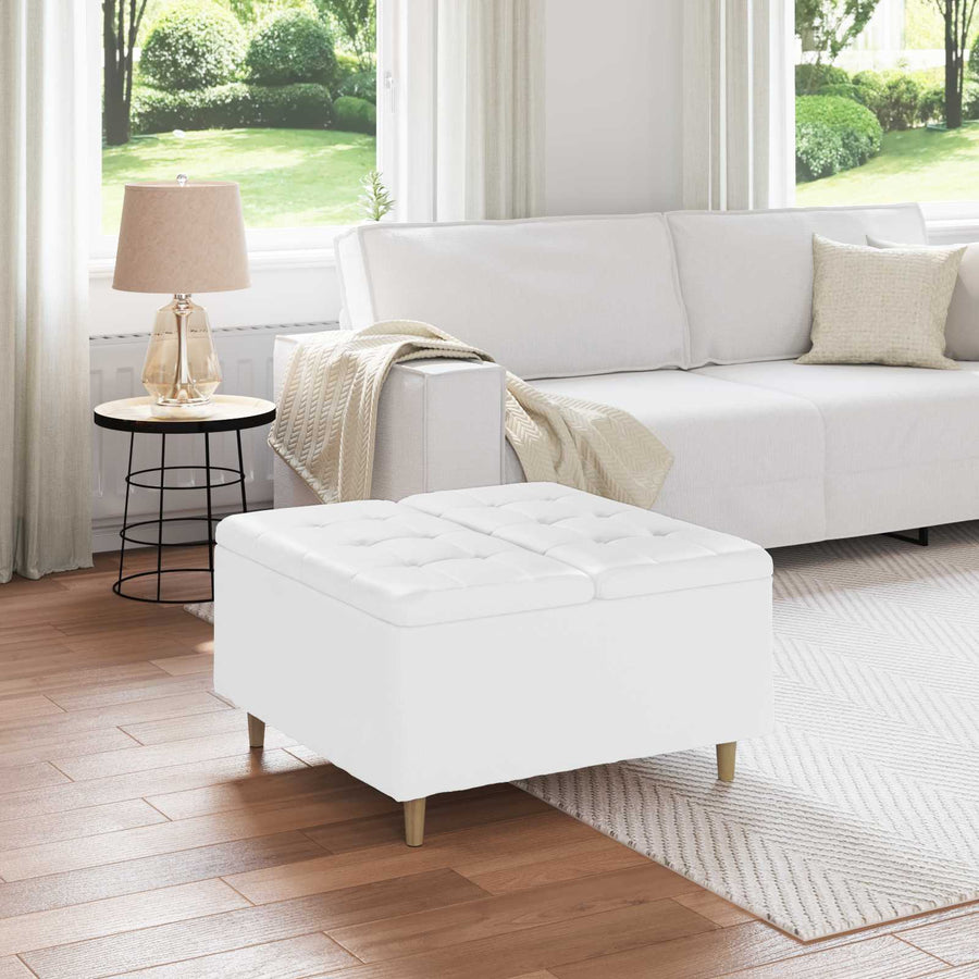 Knopkruk met kussen Wit 80 x 80 x 45 cm Kunstleer