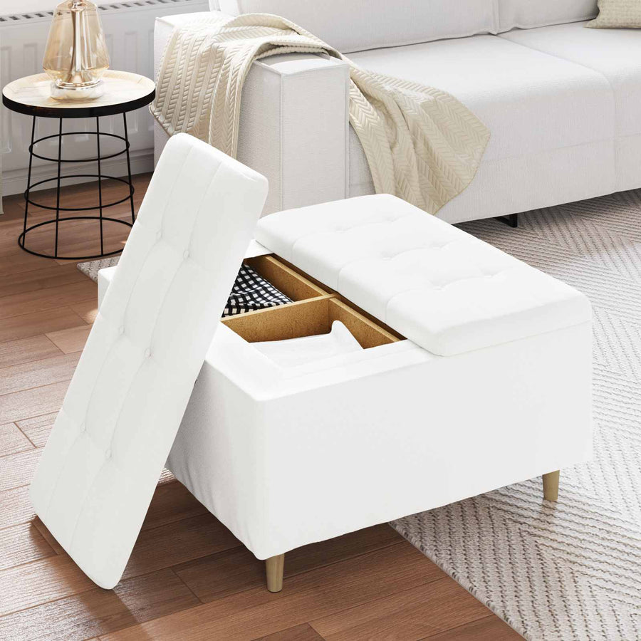 Knopkruk met kussen Wit 80 x 80 x 45 cm Kunstleer