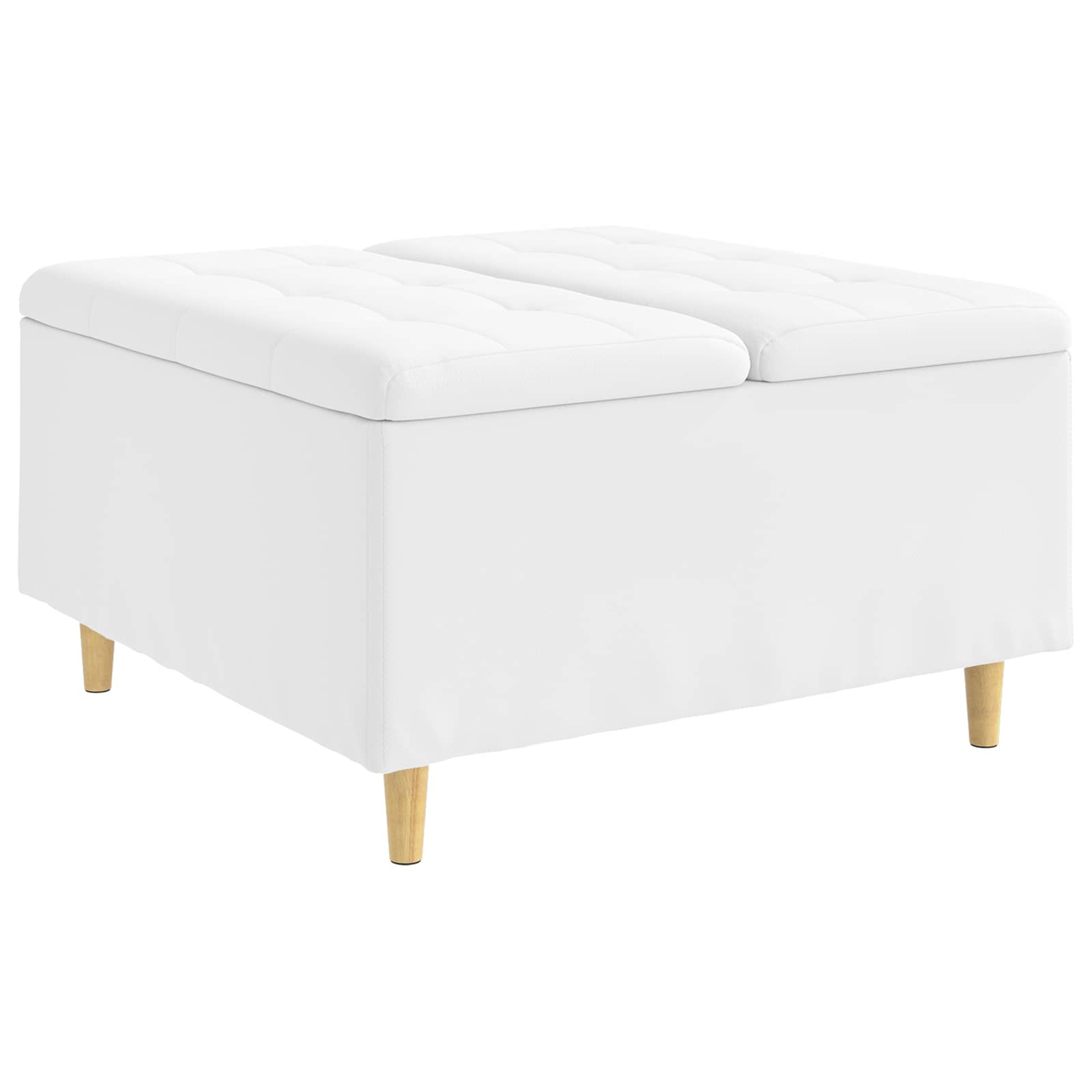 Knopkruk met kussen Wit 80 x 80 x 45 cm Kunstleer