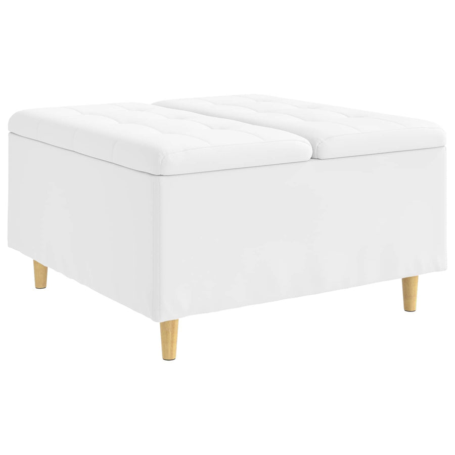 Knopkruk met kussen Wit 80 x 80 x 45 cm Kunstleer