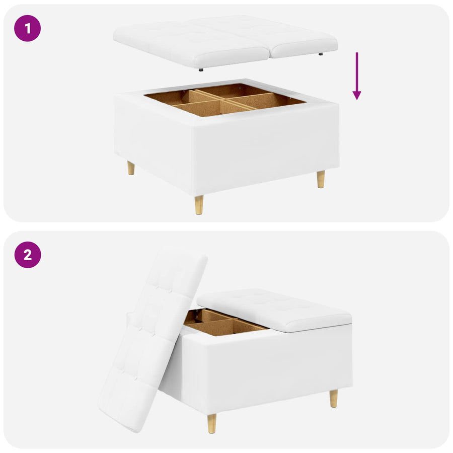 Knopkruk met kussen Wit 80 x 80 x 45 cm Kunstleer