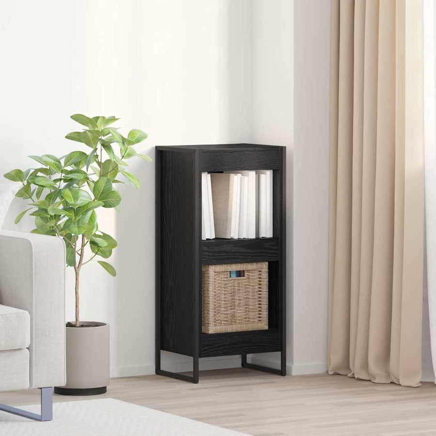 Boekenkast Zwart Eiken 80 x 30 x 155 cm Bewerkt hout