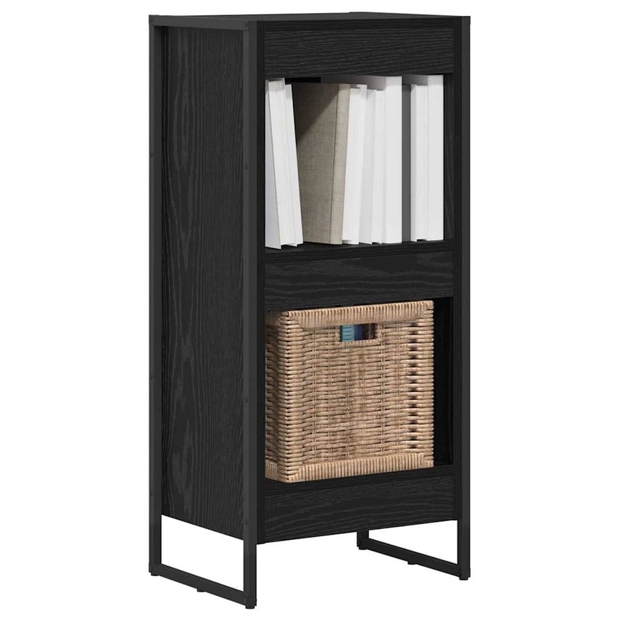 Boekenkast Zwart Eiken 80 x 30 x 155 cm Bewerkt hout