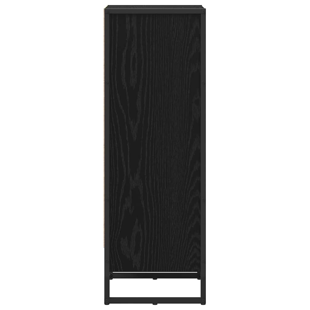 Boekenkast Zwart Eiken 80 x 30 x 155 cm Bewerkt hout