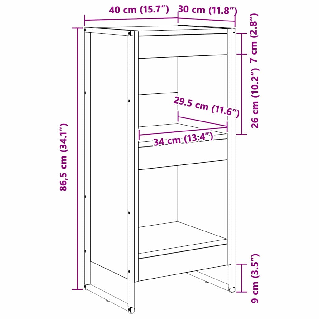 Boekenkast Zwart Eiken 80 x 30 x 155 cm Bewerkt hout