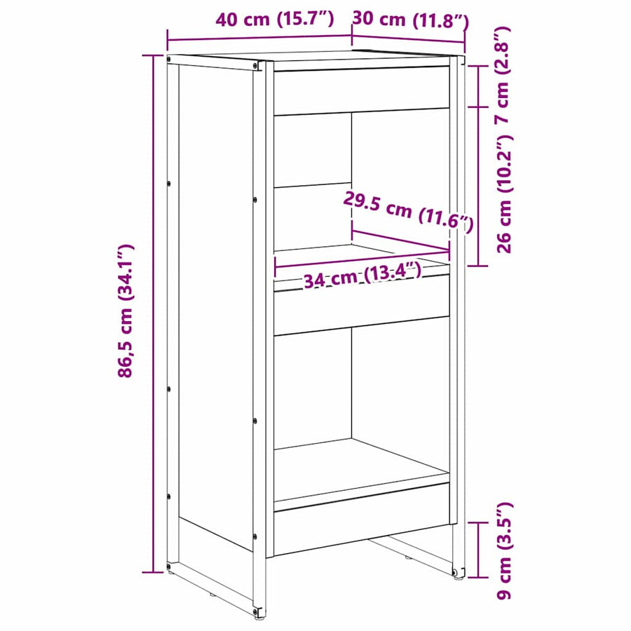 Boekenkast Zwart Eiken 80 x 30 x 155 cm Bewerkt hout