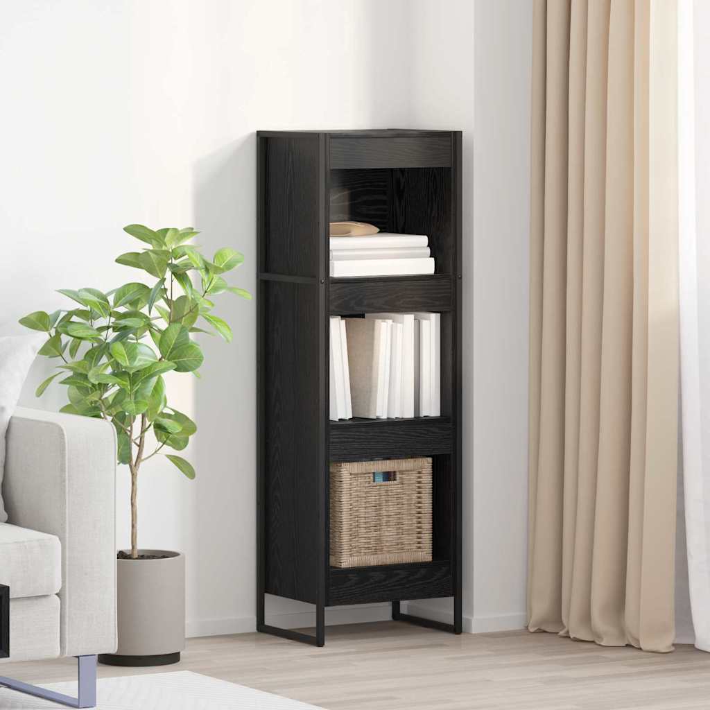 Boekenkast Zwart Eiken 80 x 30 x 155 cm Bewerkt hout